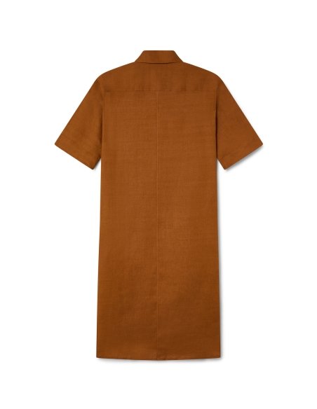 Vestido Camisero de Lino Marrón Teja | Monge Studio