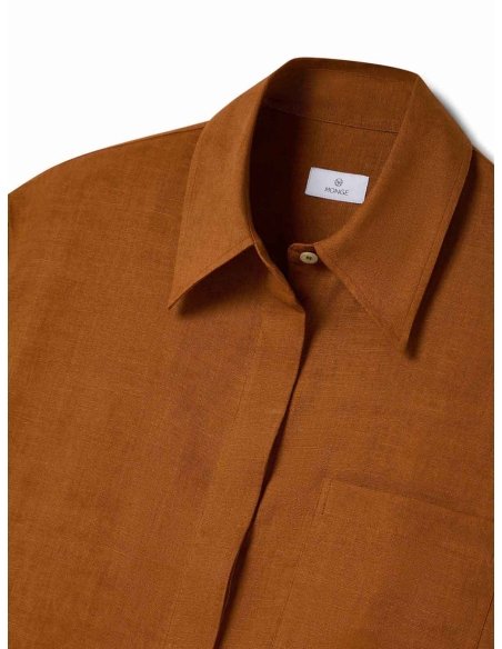 Vestido Camisero de Lino Marrón Teja | Monge Studio