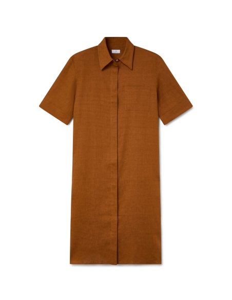 Vestido Camisero de Lino Marrón Teja | Monge Studio