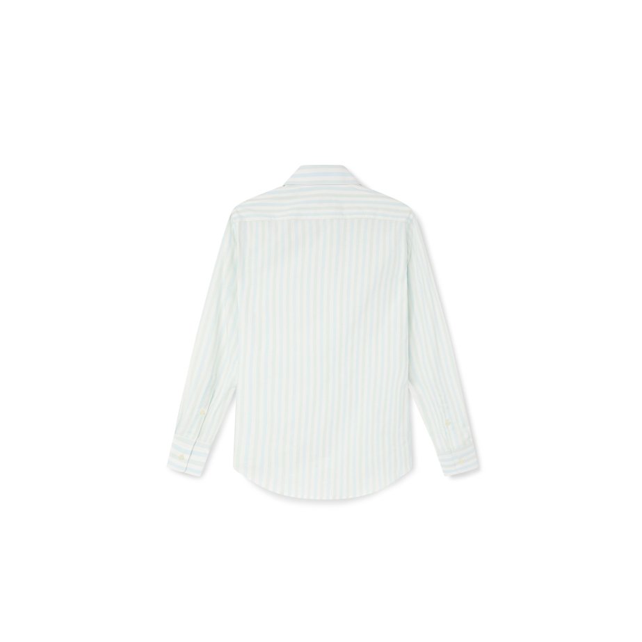 Camisa de hombre de rayas azul y verde 100% algodón | Monge Studio