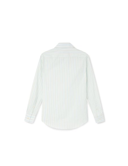 Camisa de hombre de rayas azul y verde 100% algodón | Monge Studio