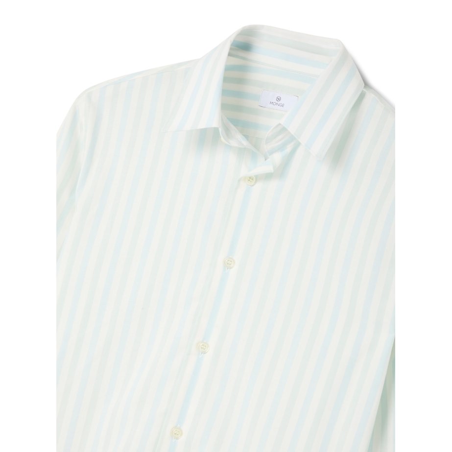 Camisa de hombre de rayas azul y verde 100% algodón | Monge Studio