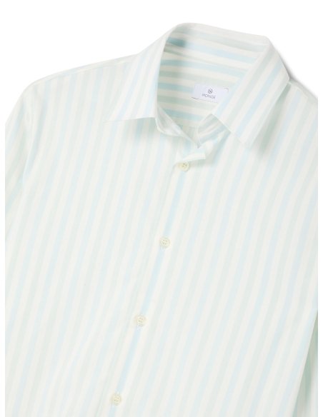Men’s Blue and Green Striped Shirt 100% Cotton | Monge Studio
