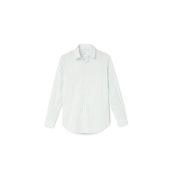 Camisa de hombre de rayas azul y verde 100% algodón | Monge Studio