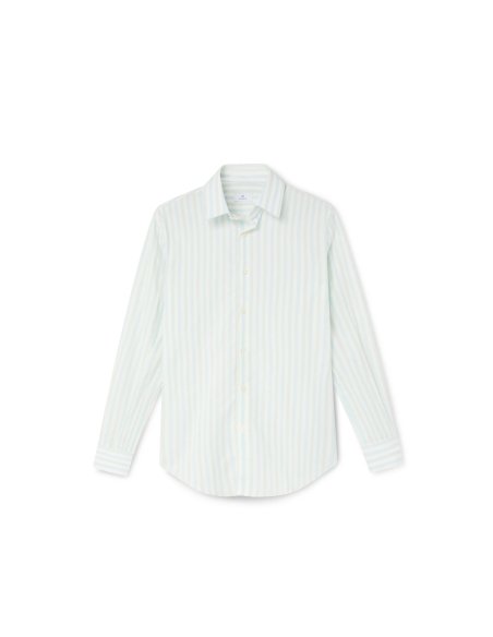 Men’s Blue and Green Striped Shirt 100% Cotton | Monge Studio
