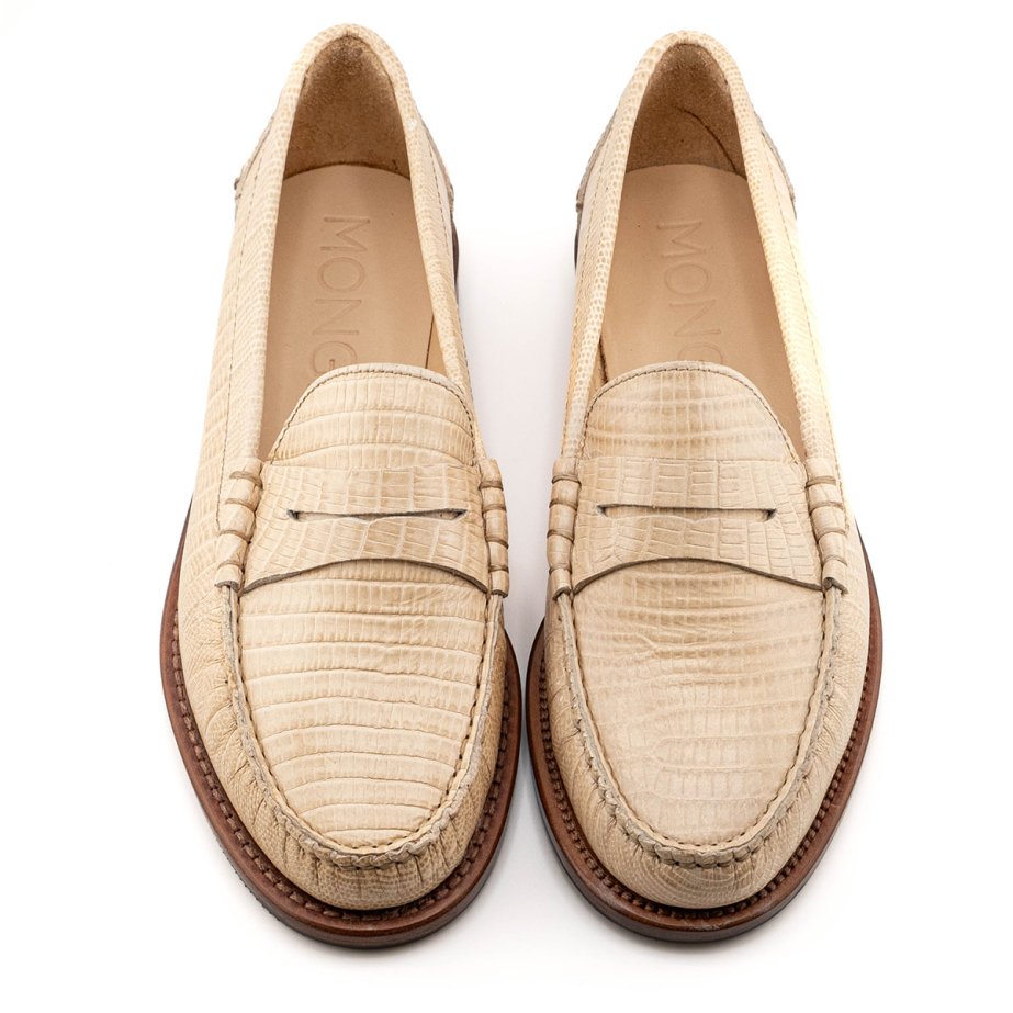 Mocasines Piel Grabada Lagarto - MONGE - Crafted in Spain