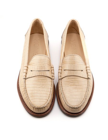 Mocasines Piel Grabada Lagarto - MONGE - Crafted in Spain