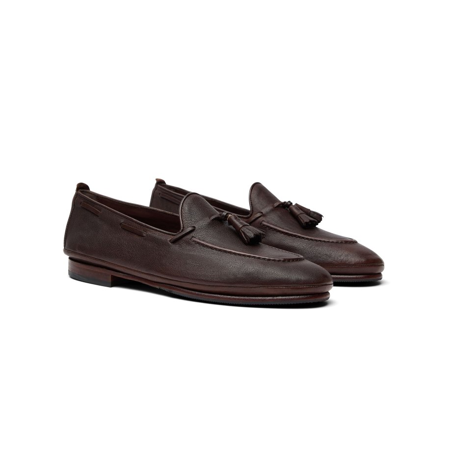 Mocasín Borlas de Piel Chocolate | Monge Studio