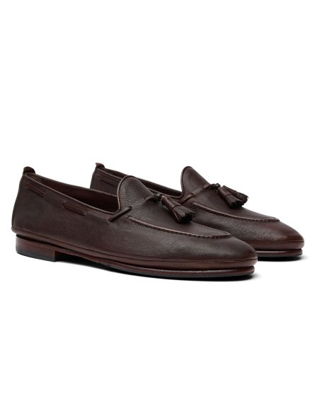 Mocasín Borlas de Piel Chocolate | Monge Studio
