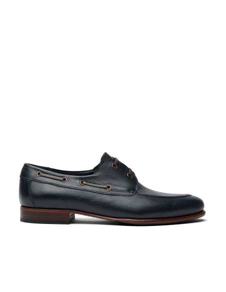 Navy Leather Boat Shoe | Monge Studio