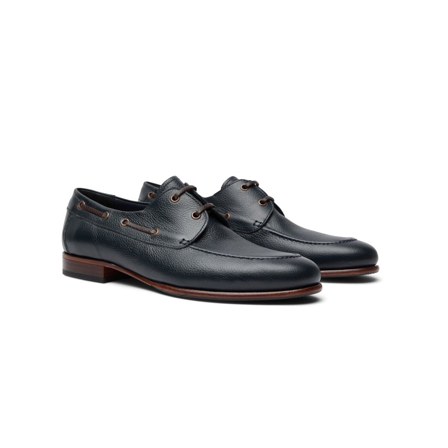 Zapato Náutico de Piel Azul Marino | Monge Studio