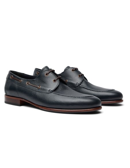 Zapato Náutico de Piel Azul Marino | Monge Studio