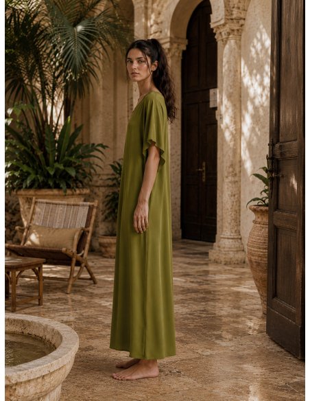 Navy Silk Kaftan Dress | Monge Studio