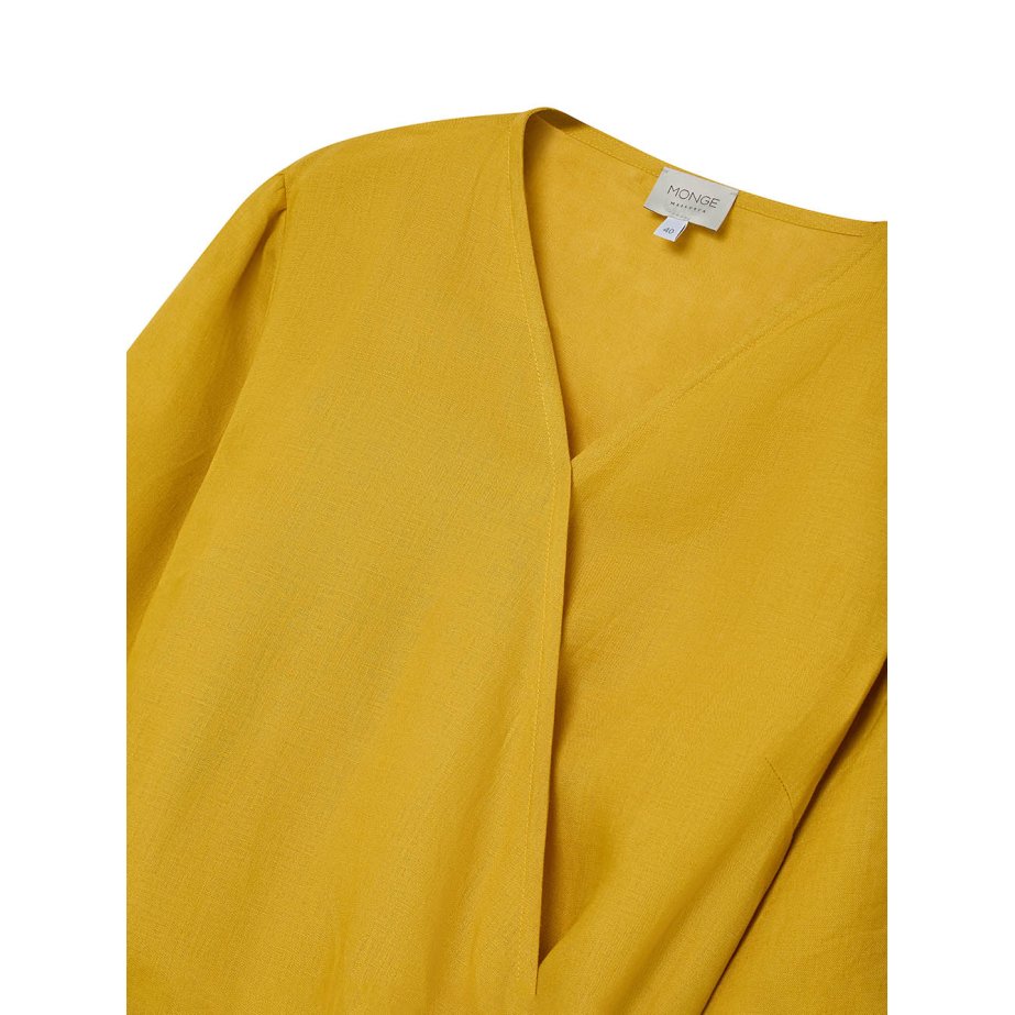 Mustard Linen Wrap Dress | Monge Studio
