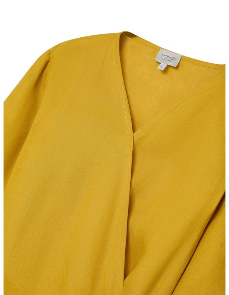 Mustard Linen Wrap Dress | Monge Studio