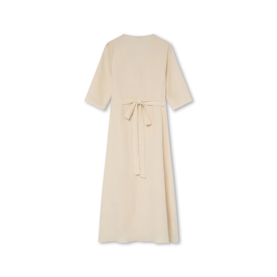 Ivory Linen Wrap Dress | Monge Studio