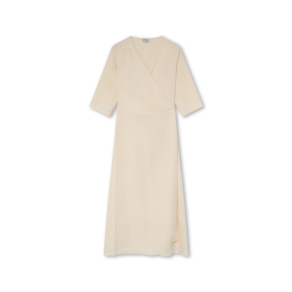 Ivory Linen Wrap Dress | Monge Studio