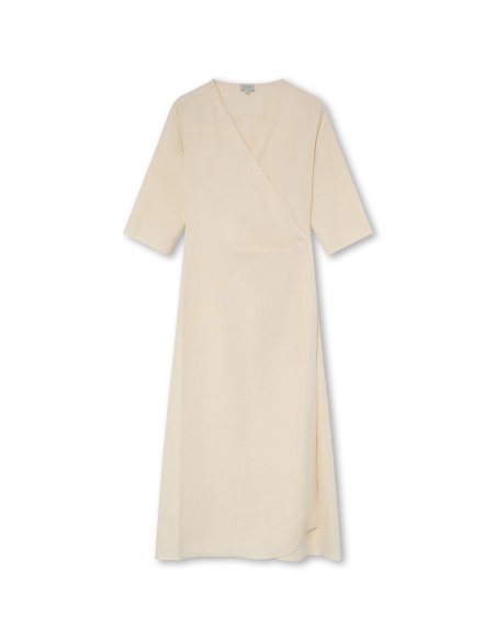 Vestido Cruzado de Lino Blanco Crudo | Monge Studio