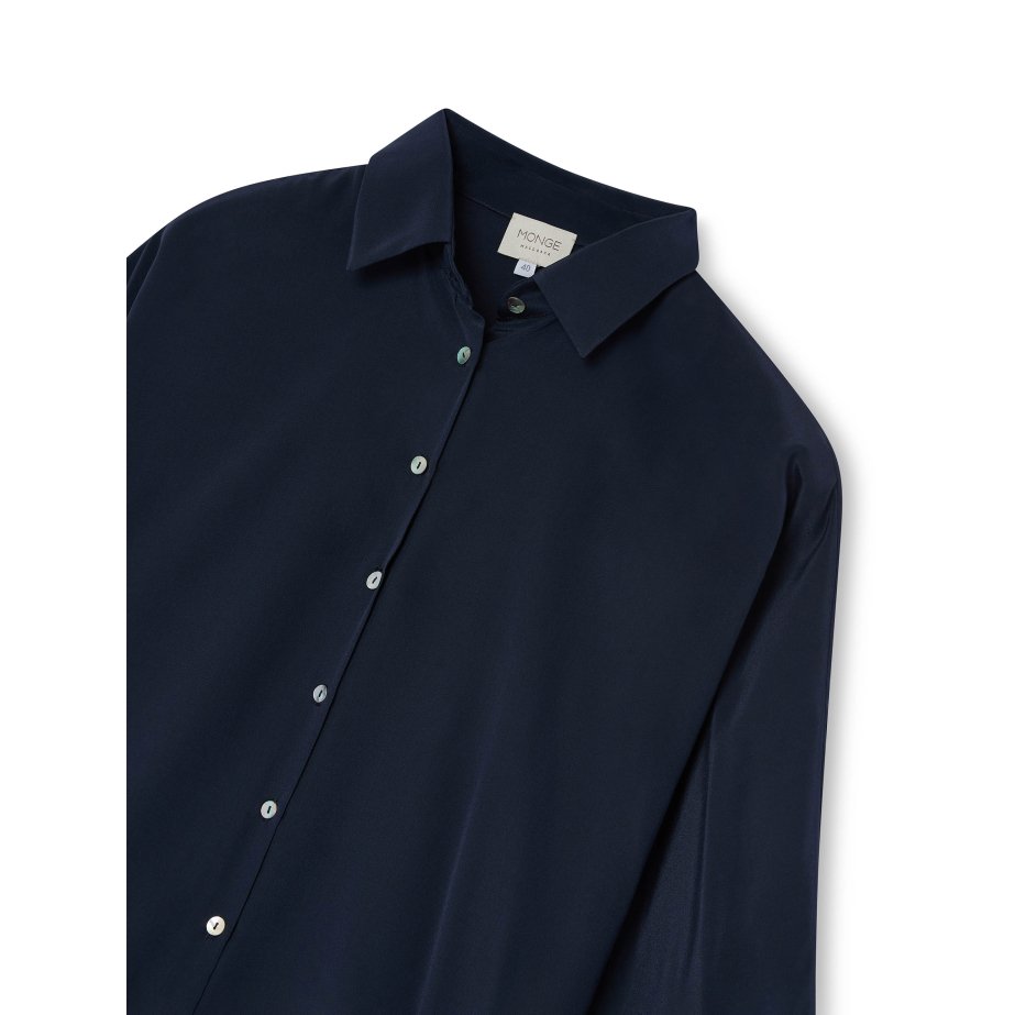 Navy Silk Blouse | Made in Mallorca, Spain | Monge Studio