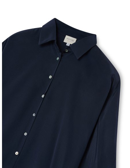 Blusa Seda Azul Marino | Made in Mallorca | Monge Studio
