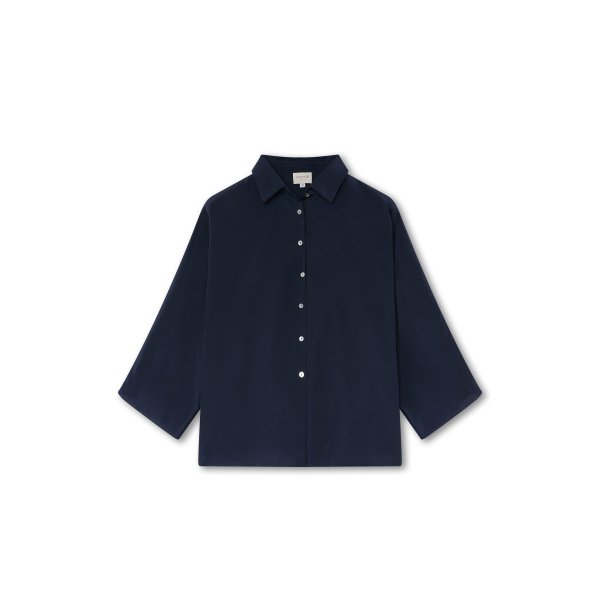 Blusa Seda Azul Marino | Made in Mallorca | Monge Studio