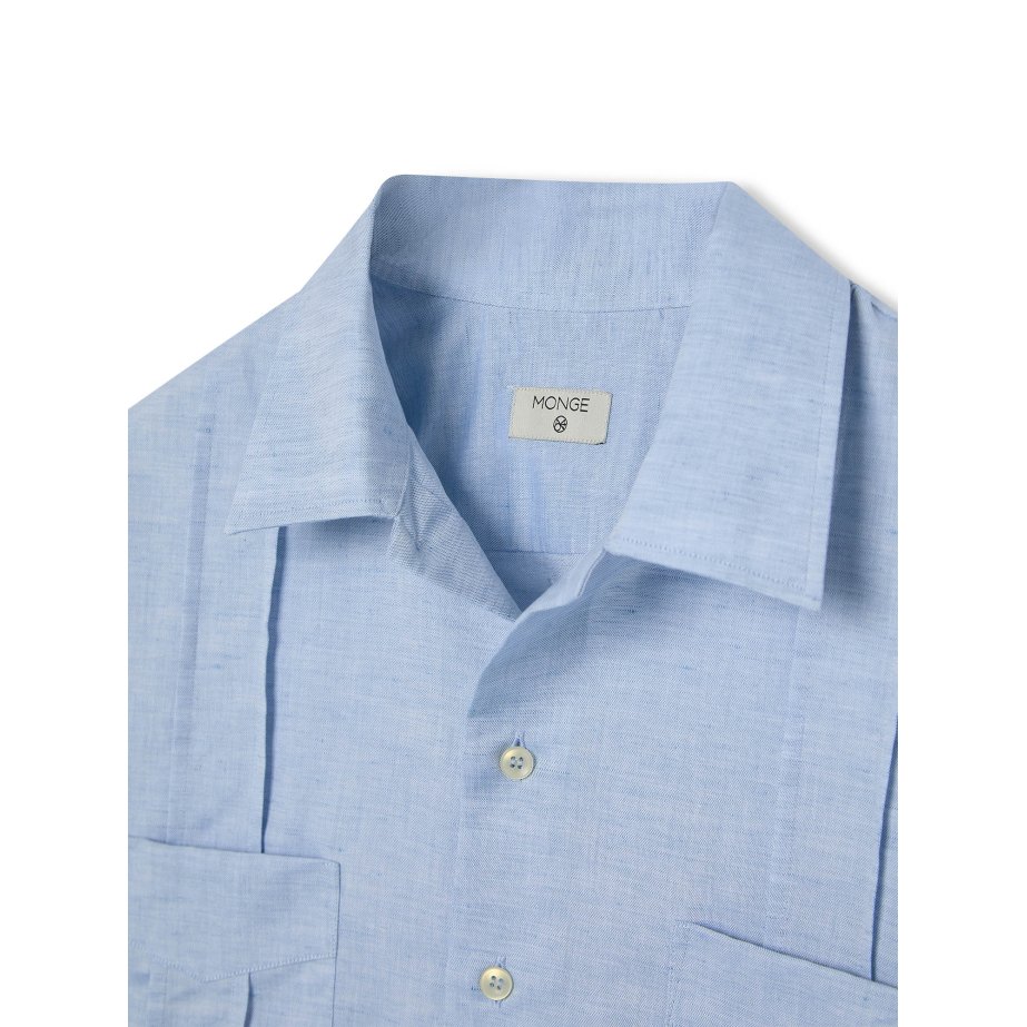 Sky Blue Cotton & Linen Guayabera | Monge Studio
