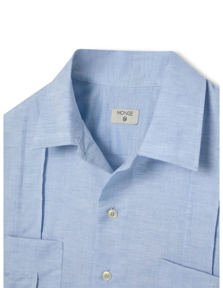 Guayabera Celeste de Algodón y Lino | Monge Studio