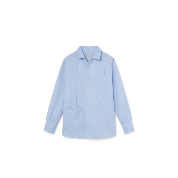 Sky Blue Cotton & Linen Guayabera | Monge Studio
