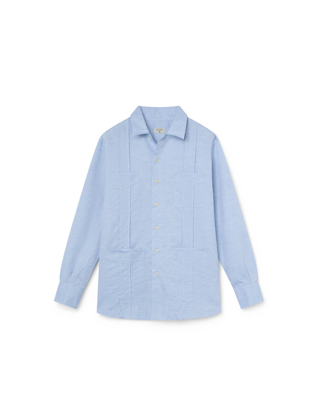Guayabera Celeste de Algodón y Lino | Monge Studio