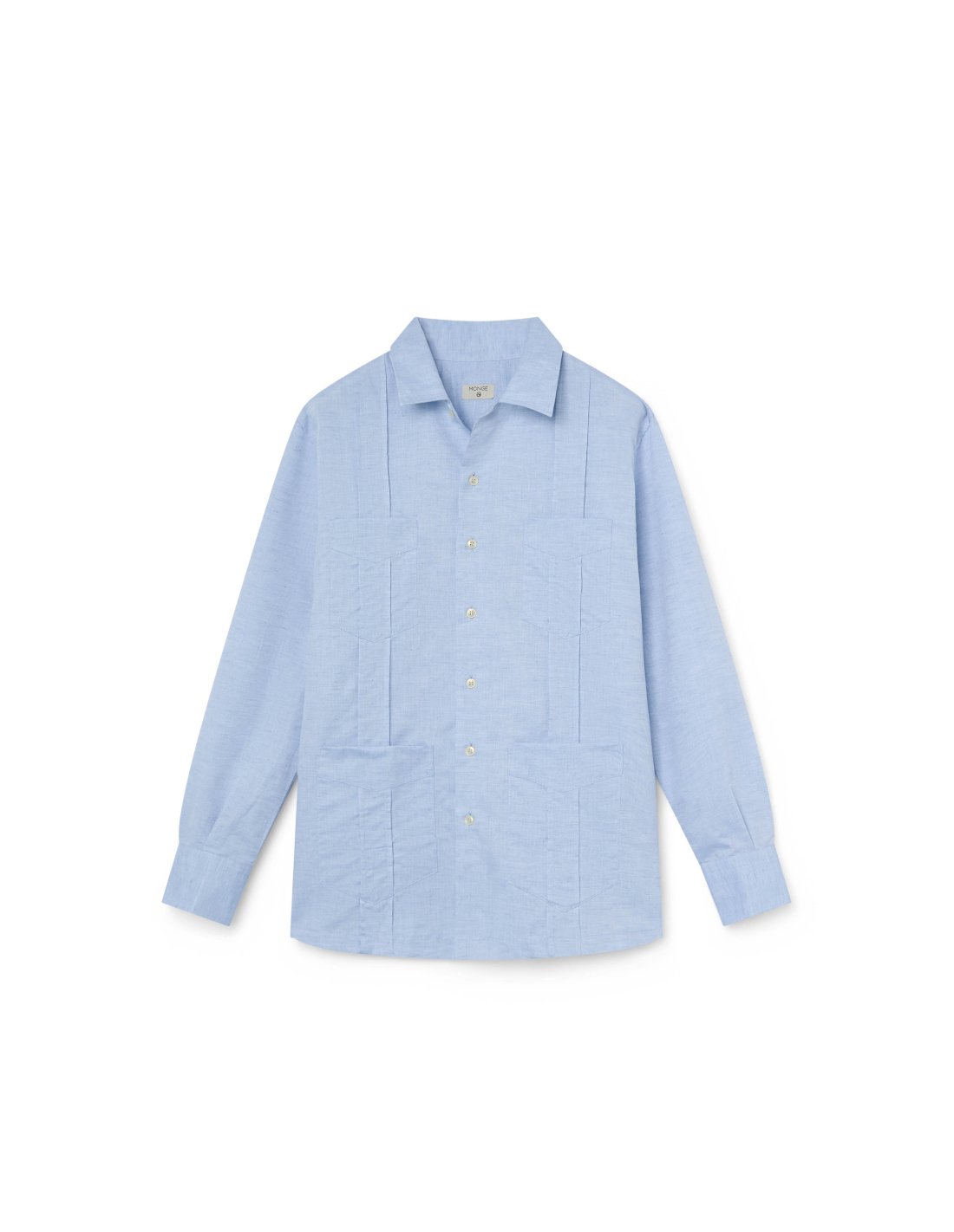 Sky Blue Cotton & Linen Guayabera | Monge Studio