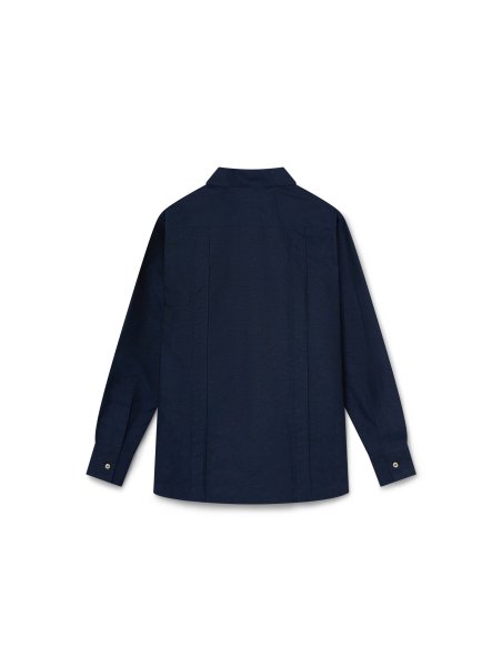 Guayabera Azul Marino de Algodón y Lino | Monge Studio