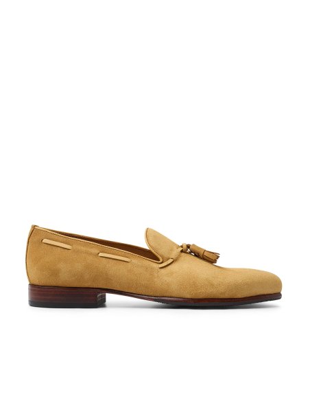 Slipper de Serraje Arena con Borlas | Monge Studio