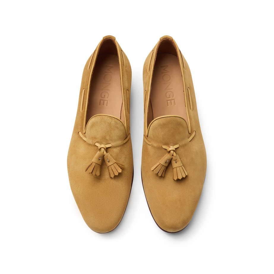 Slipper de Serraje Arena con Borlas | Monge Studio