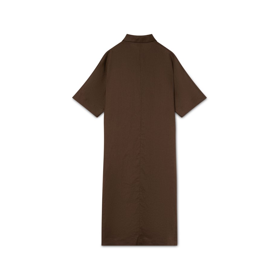 Vestido Lino Marrón Chocolate | Made in Spain | Monge Studio