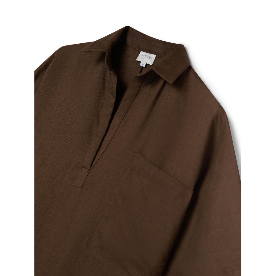 Vestido Lino Marrón Chocolate | Made in Spain | Monge Studio