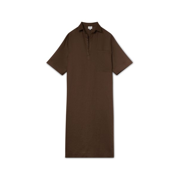 Vestido Lino Marrón Chocolate | Made in Spain | Monge Studio