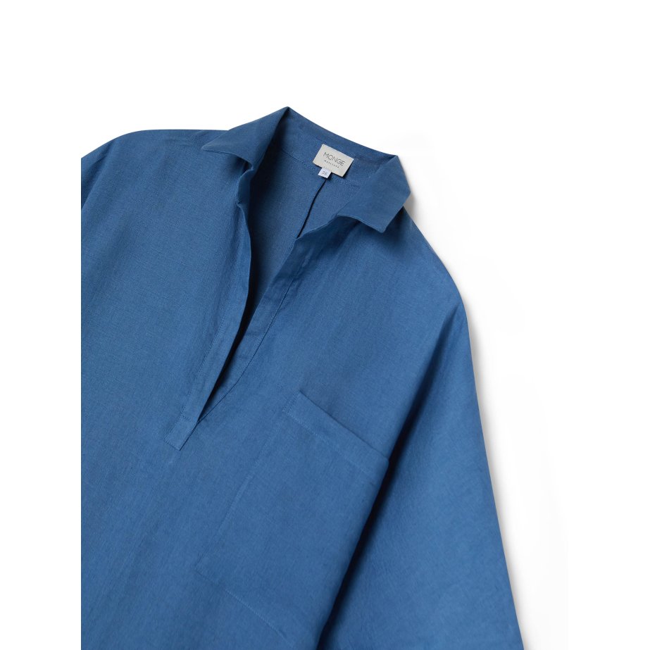 Vestido Lino Europeo Azul | Made in Spain | Monge Studio