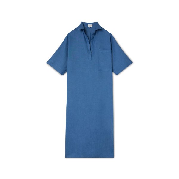 Vestido Lino Europeo Azul | Made in Spain | Monge Studio