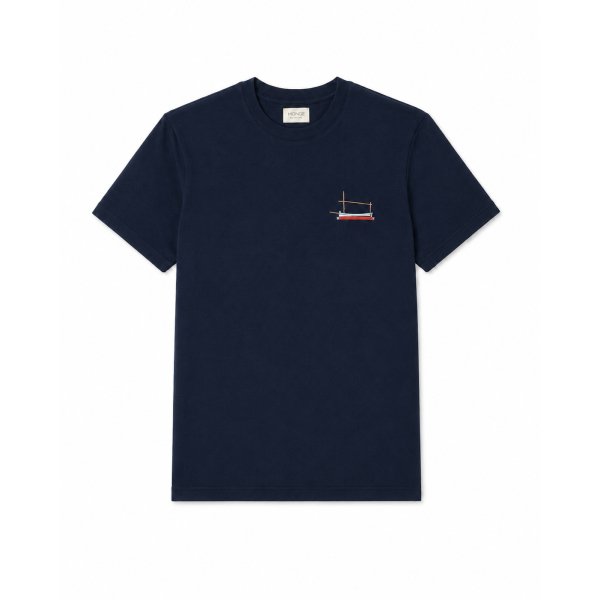 Navy Organic Cotton Llaut T-Shirt | Monge Studio