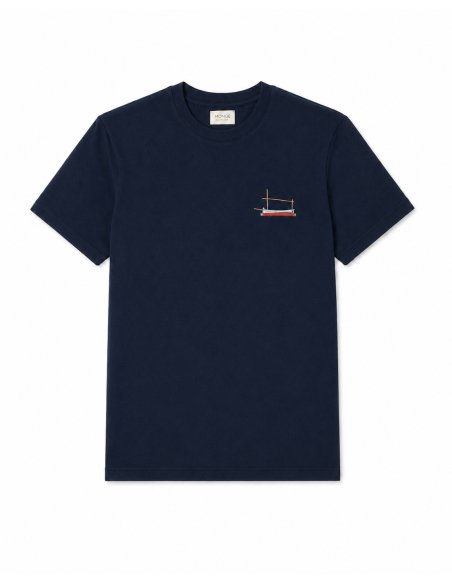 Camiseta Llaut de algodón orgánico azul marino | Monge Studio