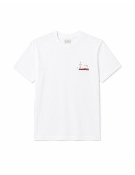 Camiseta Llaut de algodón orgánico blanca | Monge Studio