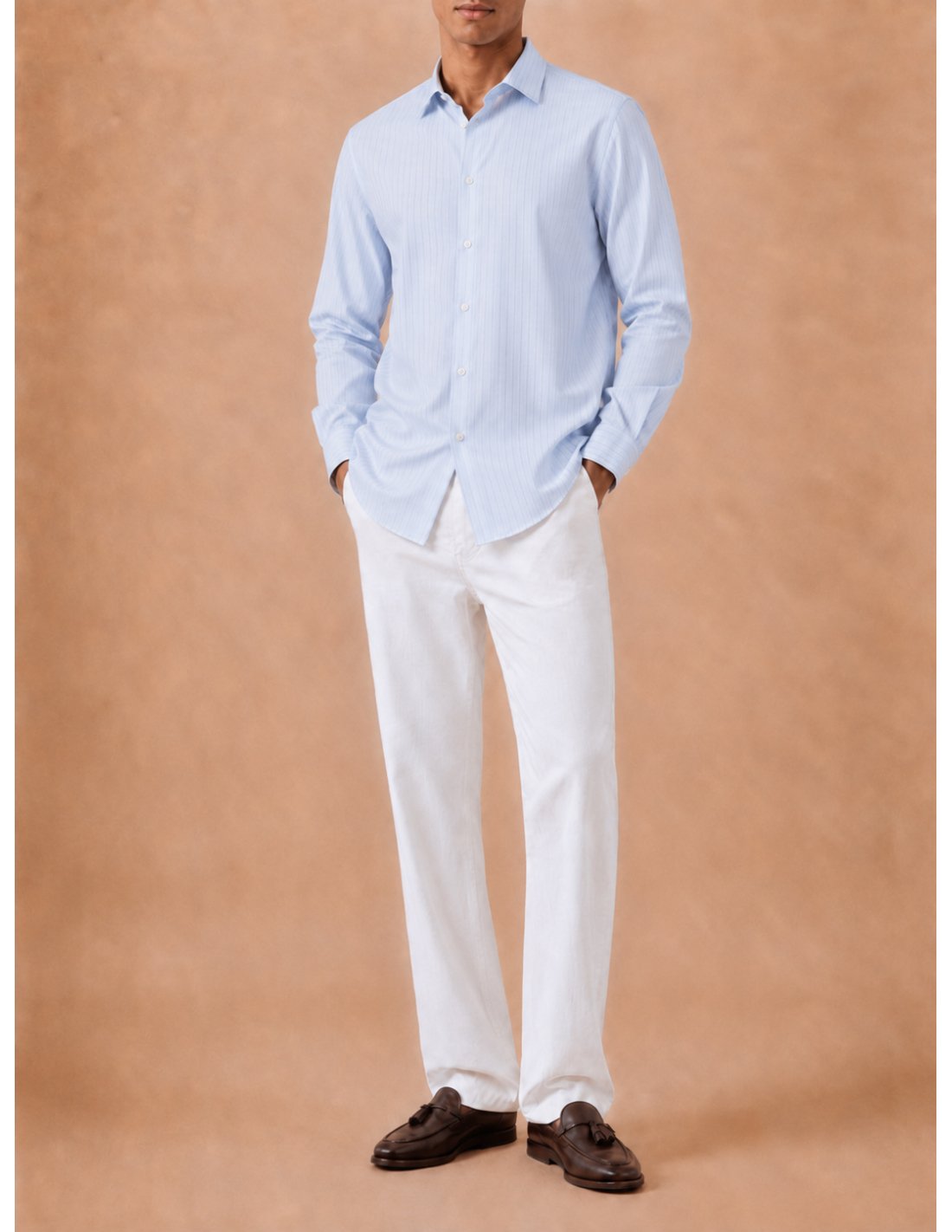 Camisa Algodón y Seda Rayas Azul Cielo | Made in Spain | Monge Studio 2