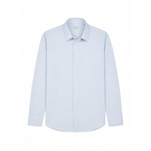Camisa Algodón y Seda Rayas Azul Cielo | Made in Spain | Monge Studio