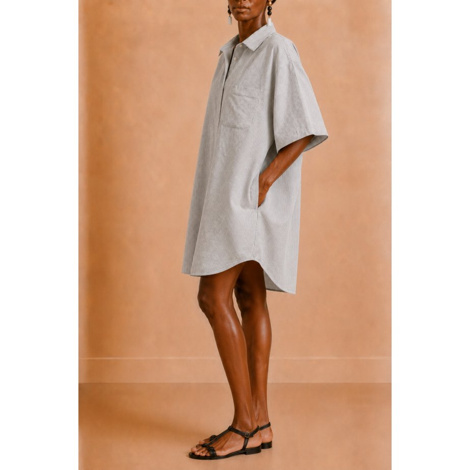 Short Cotton Seersucker Shirt Dress | Monge Studio
