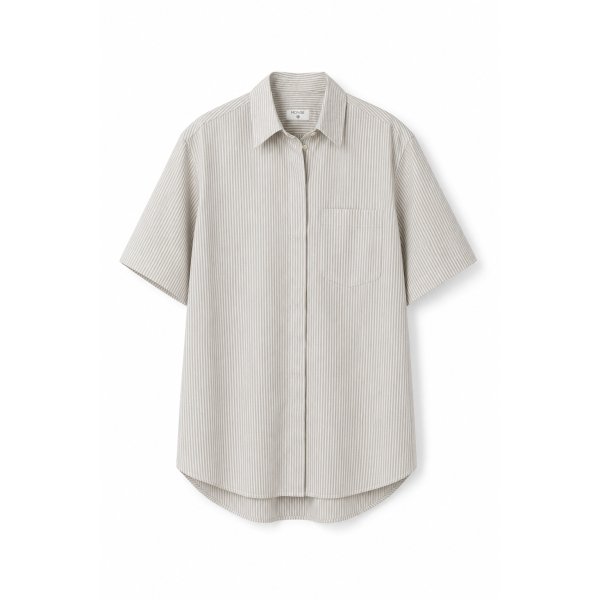 Short Cotton Seersucker Shirt Dress | Monge Studio