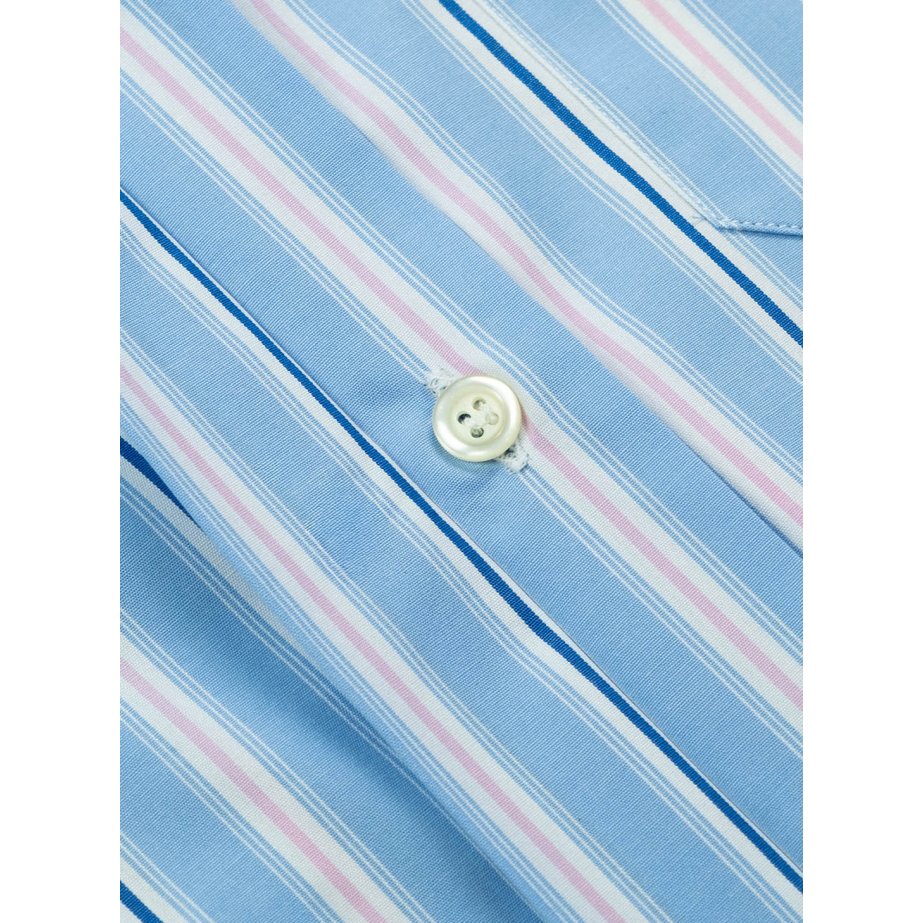 Monge Studio short cotton poplin shirt dress with blue stripes