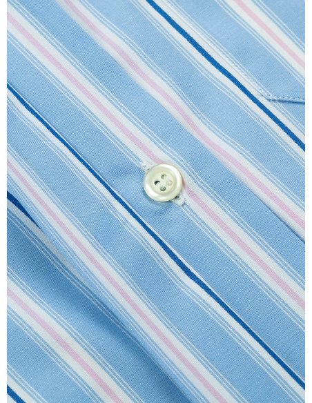 Monge Studio short cotton poplin shirt dress with blue stripes