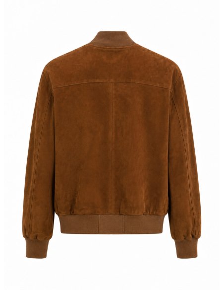 Tobacco brown suede bomber jacket made in Mallorca by Monge Studio