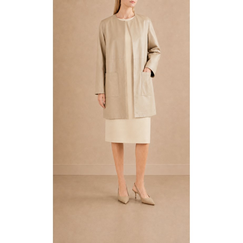 Beige Nappa Lambskin Coat | Monge Studio