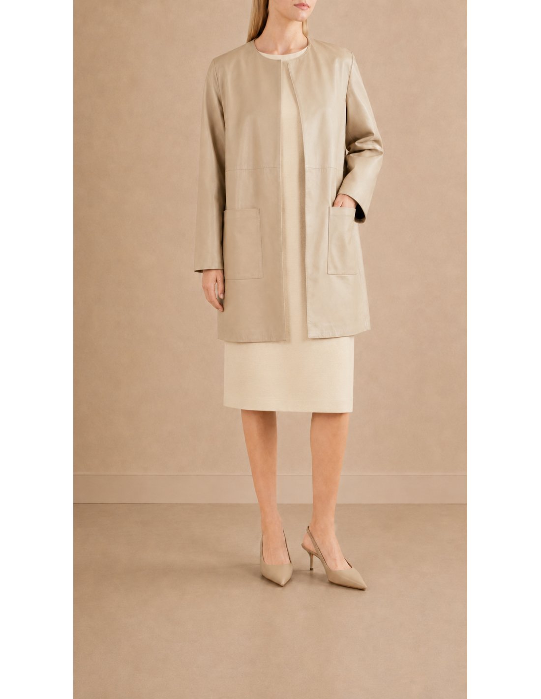 Beige Nappa Lambskin Coat | Monge Studio 2
